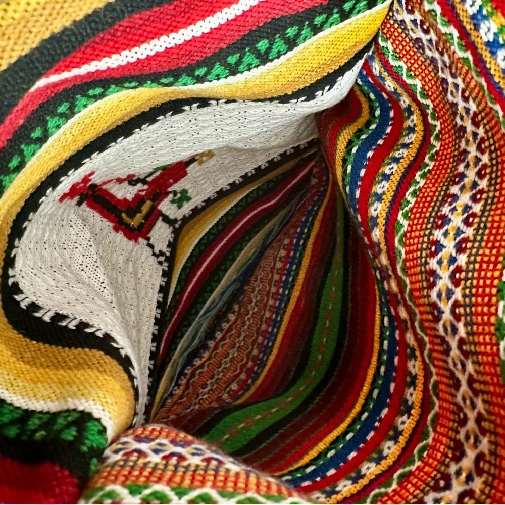 Vintage Multicolor Woven Hobo Tote Bag Boho Festival Fairycore Western Tassels